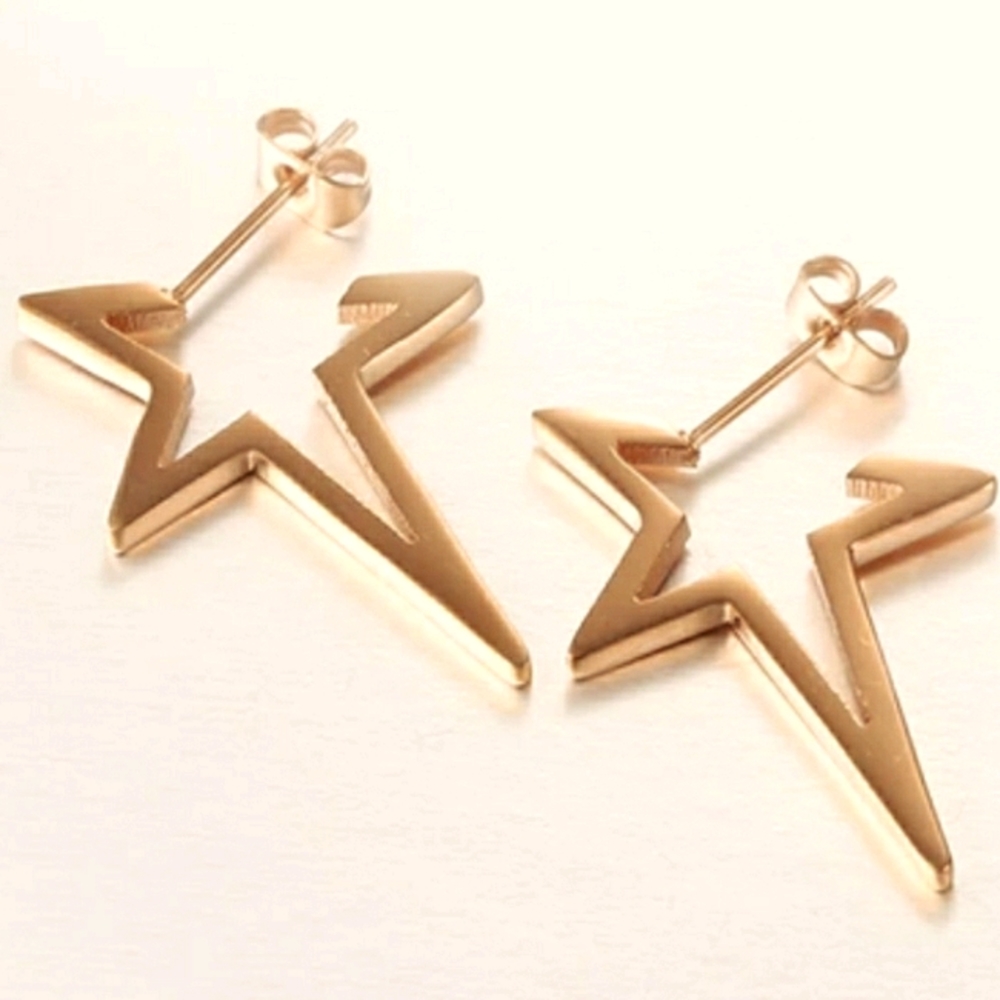 ⭐Rose Gold Stainless⭐Steel Star Dangle Earrings⭐